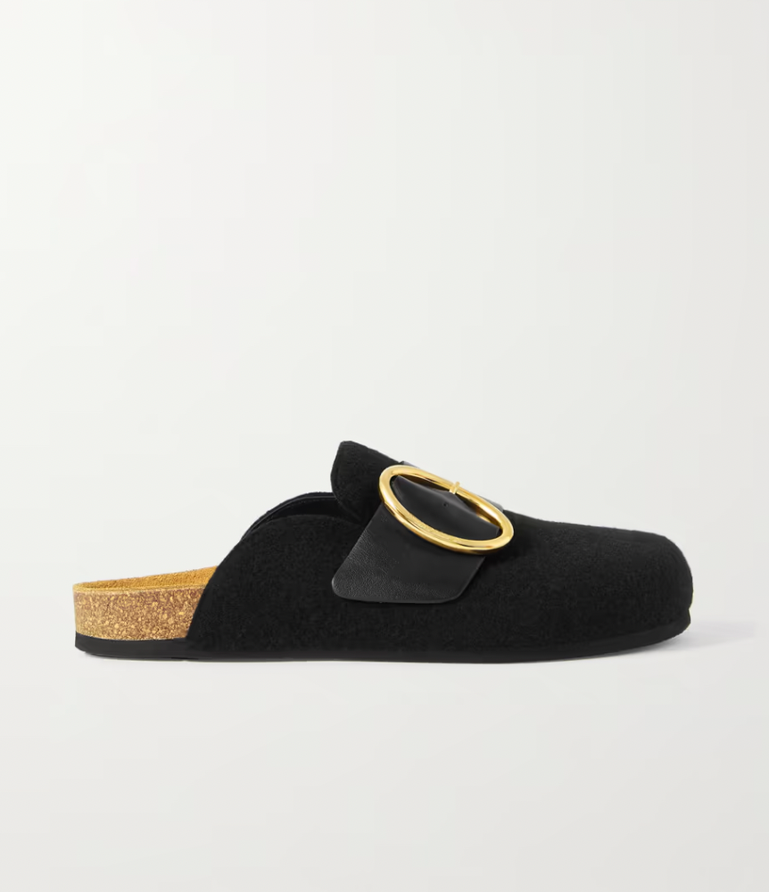 JW Anderson + Buckled Leather-Trimmed Felt Slippers