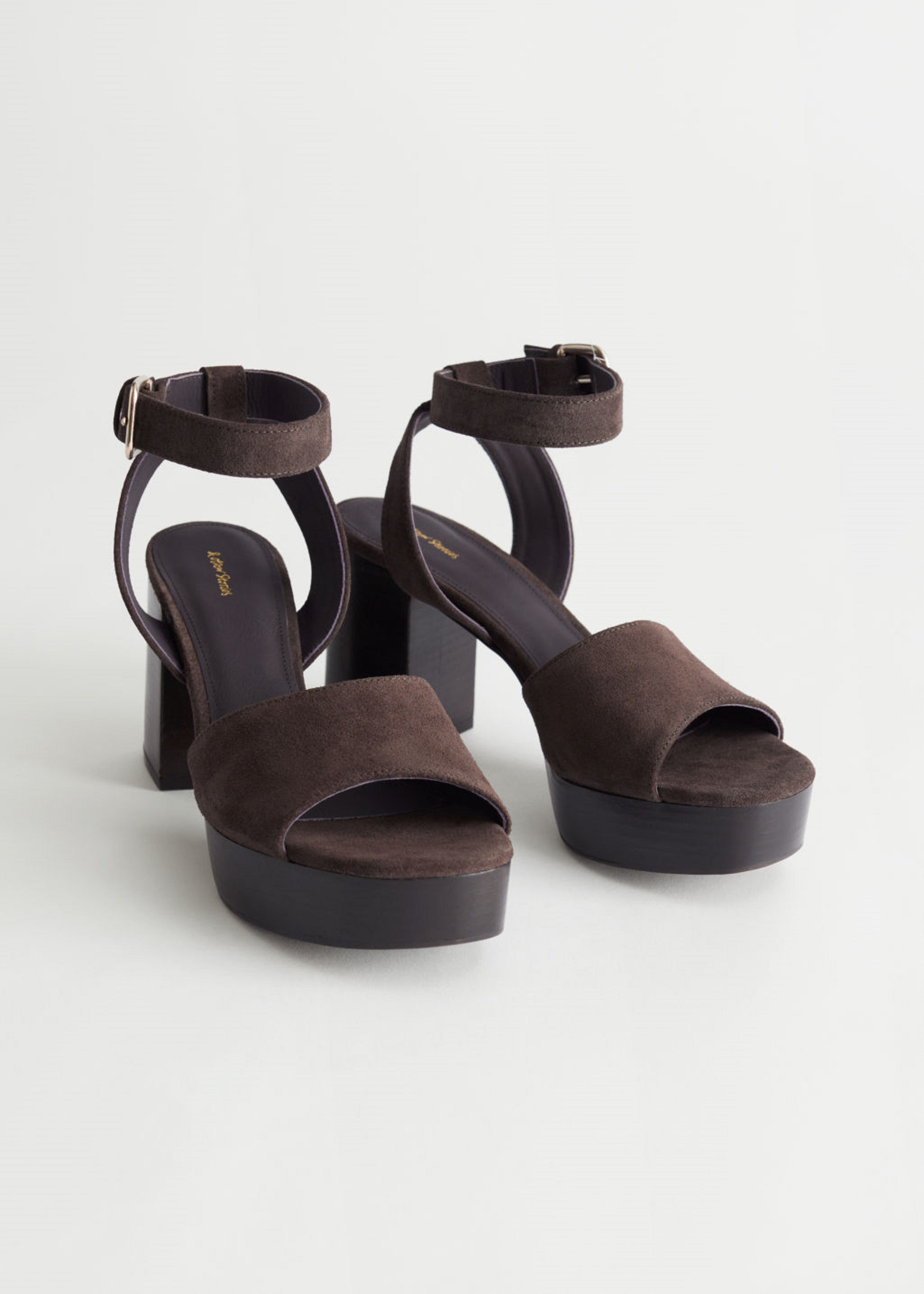 And Other Stories Heeled Peep Toe Suede Sandals 0344