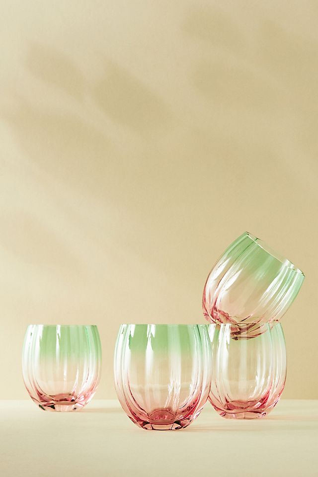 Anthropologie Morro Stemless Wine Glasses Set Of 4 4338