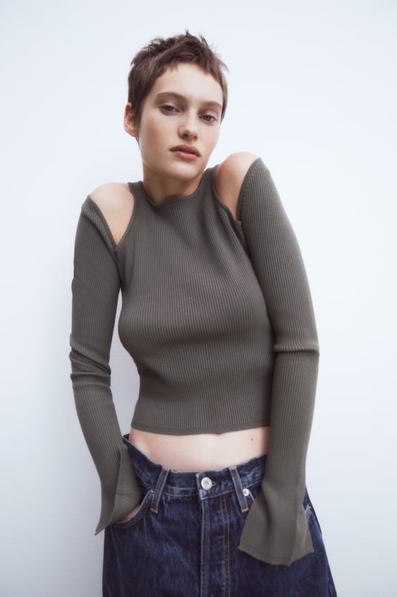 Zara cut out shoulder sweater new arrivals