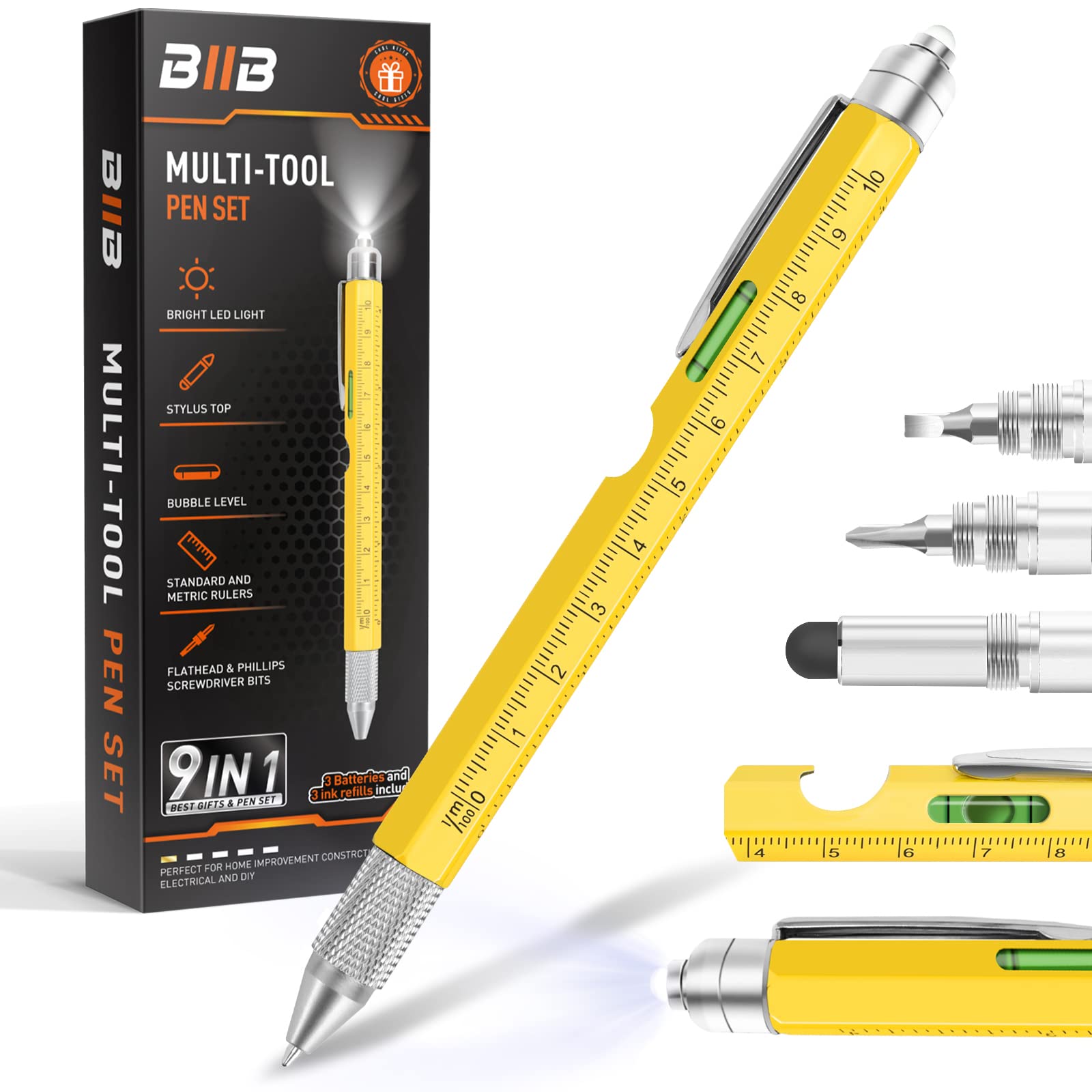 BIIB Gifts for Men, Stocking Stuffers for Men 9 in 1 Multitool Pen,  Christmas Gifts for Men Who Have Everything, Cool Gadgets for Men, Birthday  Gifts for Dad, Husband, Grandpa, Dad Gifts