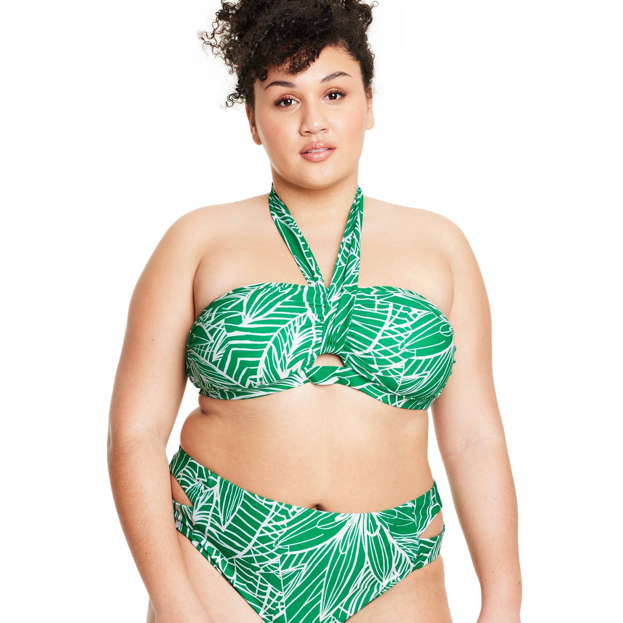 Tabitha Brown for Target Linear Floral Print Halter Neck Bikini Top