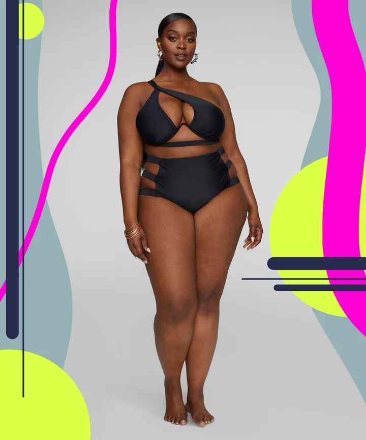 1 Piece One Shoulder Swimsuit, Color Block Cutout Bikini Fashion