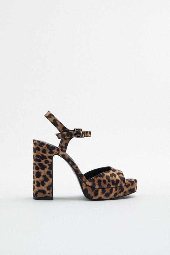 Zara animal discount print heeled sandals