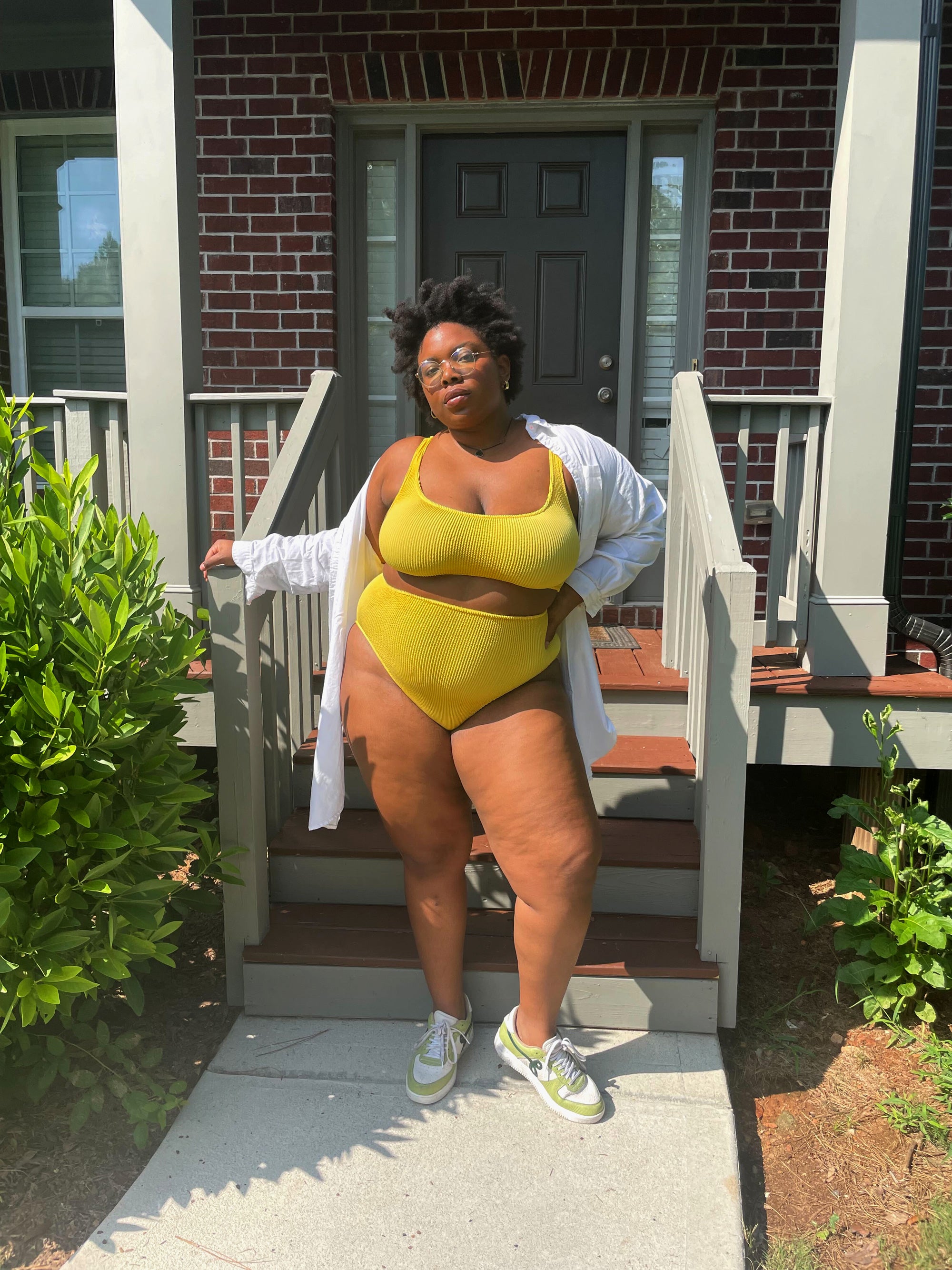Plus Size V-Neck Bodysuit - Yellow – Curvy Sense