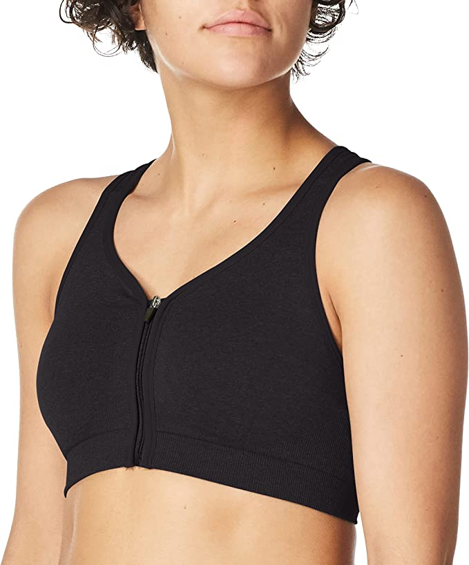 Core 10 Women's Medium Support Cross Back Front-Zip  Front zip sports bra,  Running sports bra, Medium support sports bra