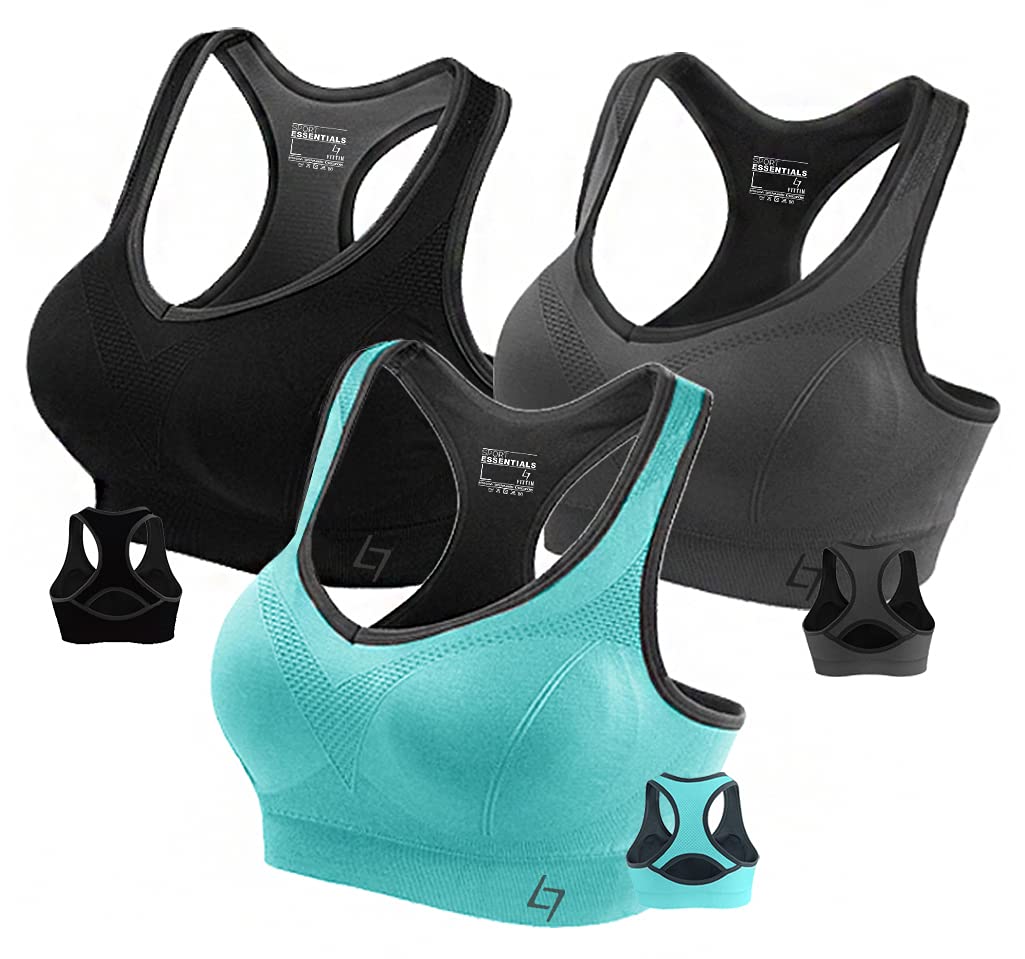 Fittin + FITTIN Racerback Sports Bras – Padded Seamless High Impact  Support for Yoga Gym Workout Fitness