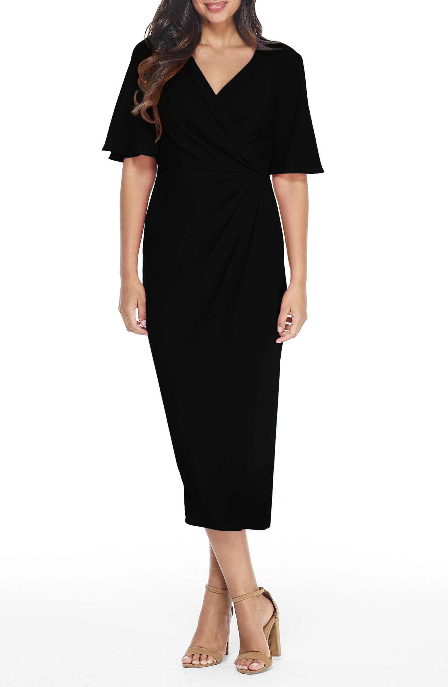 Flutter Sleeve Midi Dress Maggy London Online | emergencydentistry.com