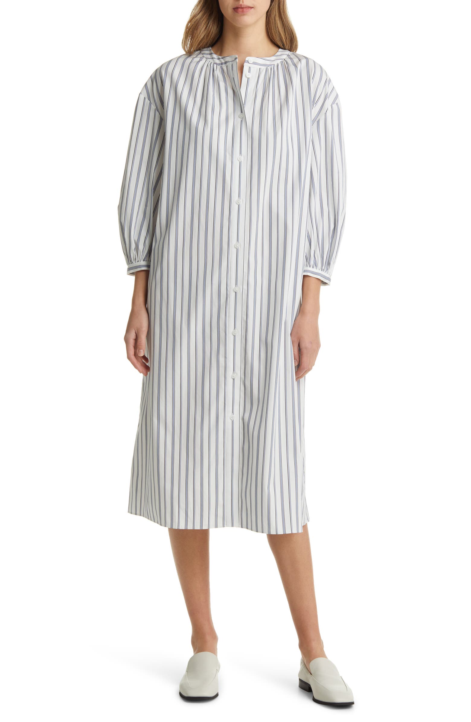 Nordstrom + Stripe Cotton Midi Dress