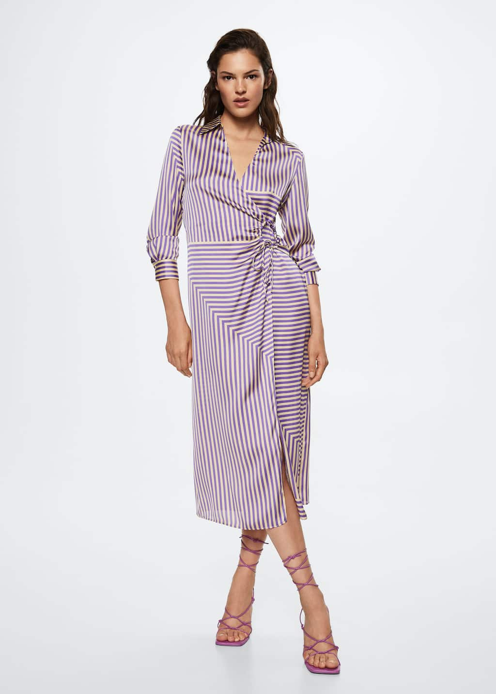 Striped satin outlet dress