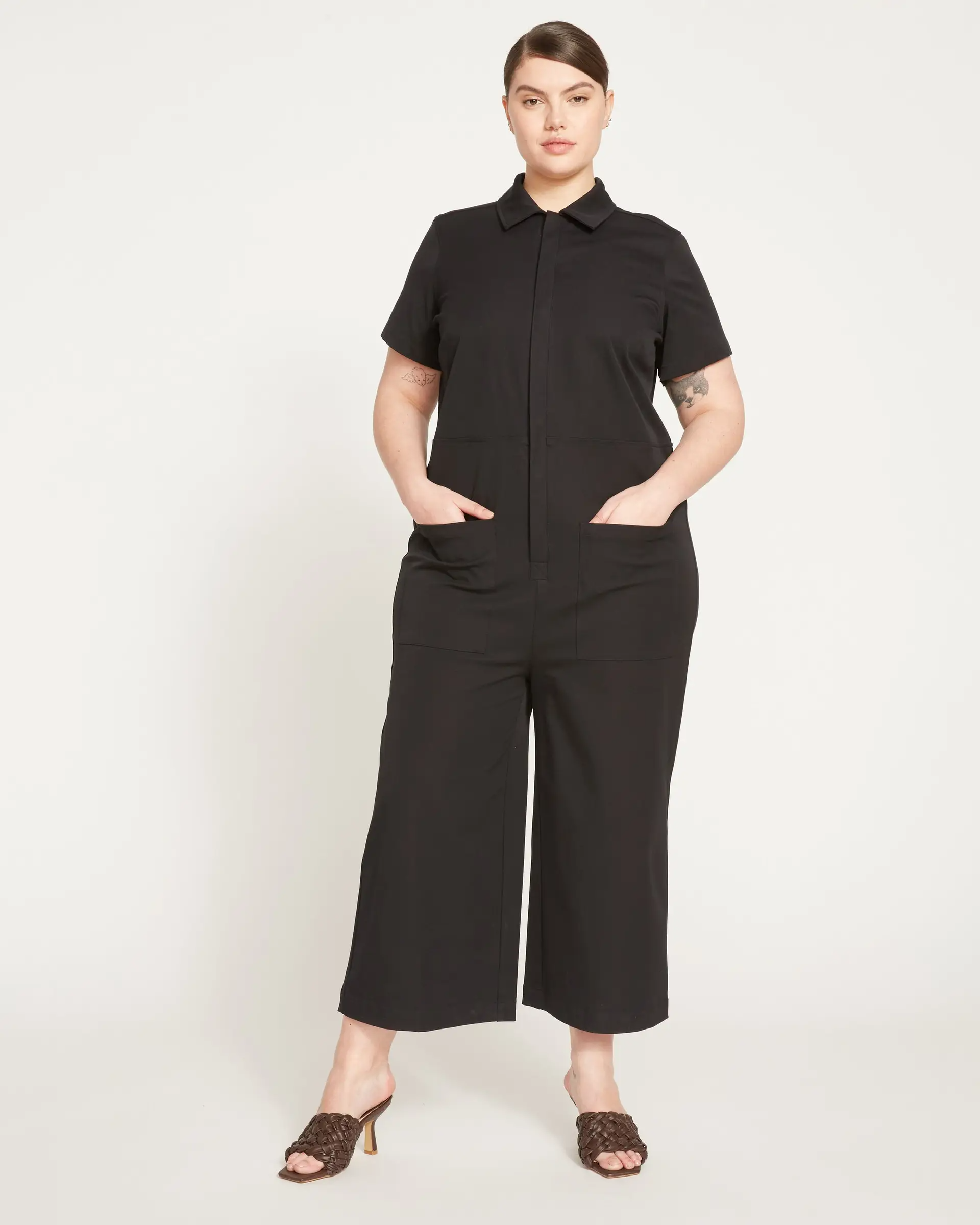 Universal Standard + Kate Stretch Cotton Twill Jumpsuit Black