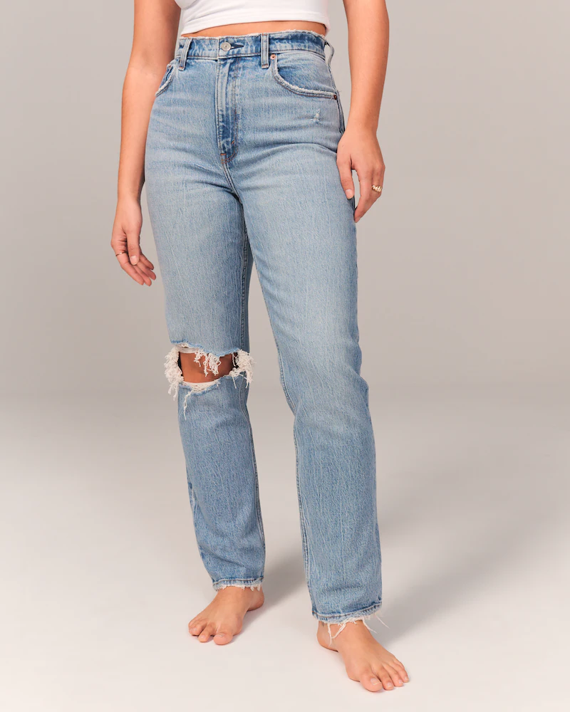Abercrombie And Fitch Curve Love Ultra High Rise 90s Straight Jean