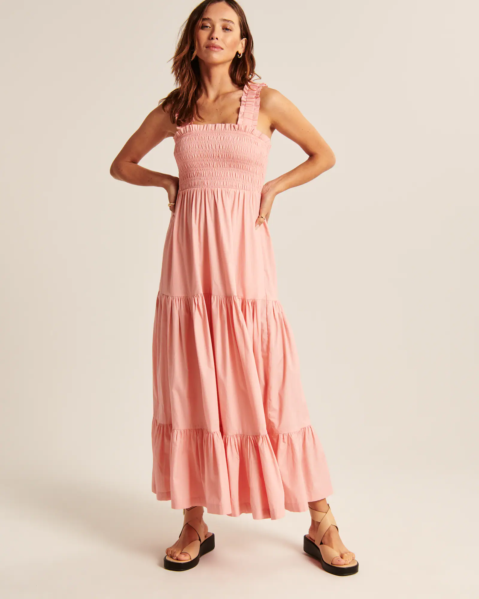 SMOCKED BODICE MAXI DRESS