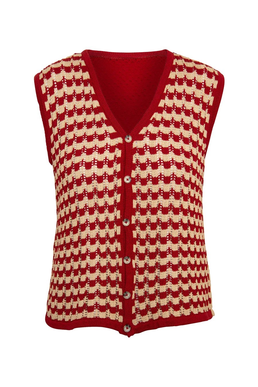 Damson Madder + Crochet Button Vest