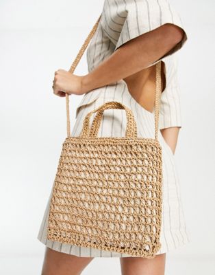 Madewell + Straw Tote Bag In Khaki