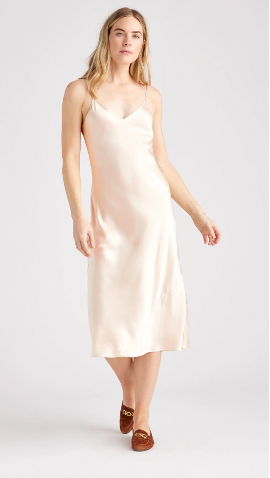 Creamy White Mini Slip Dress Short Silk Dress 100% Silk Satin