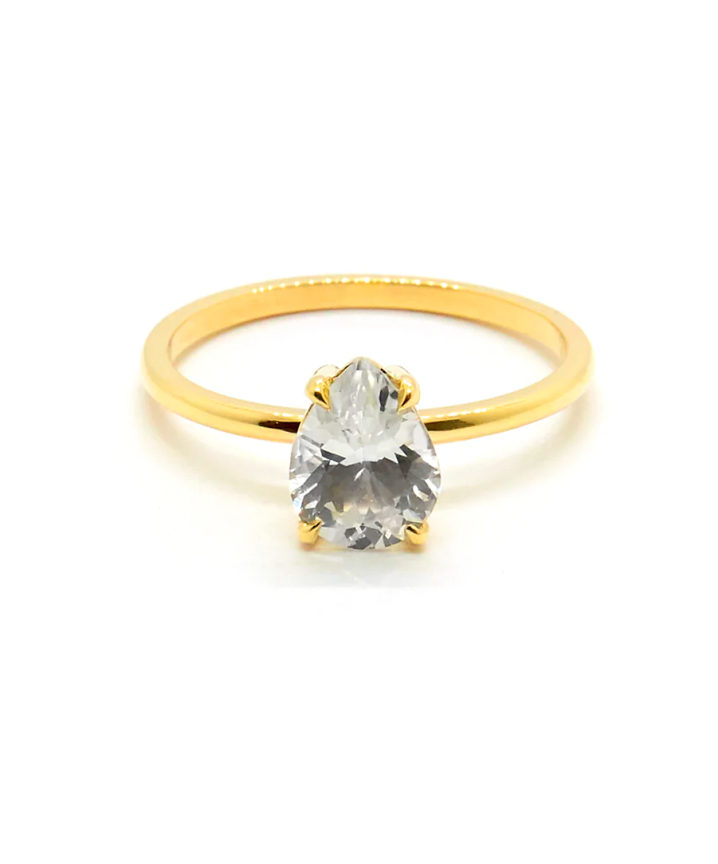 Natalie Marie Jewellery + White Sapphire Precious Pear Solitaire