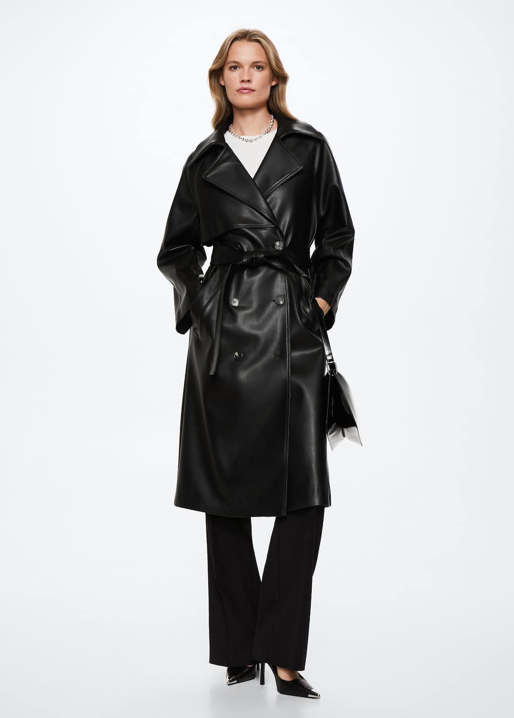 Mango leather outlet coat