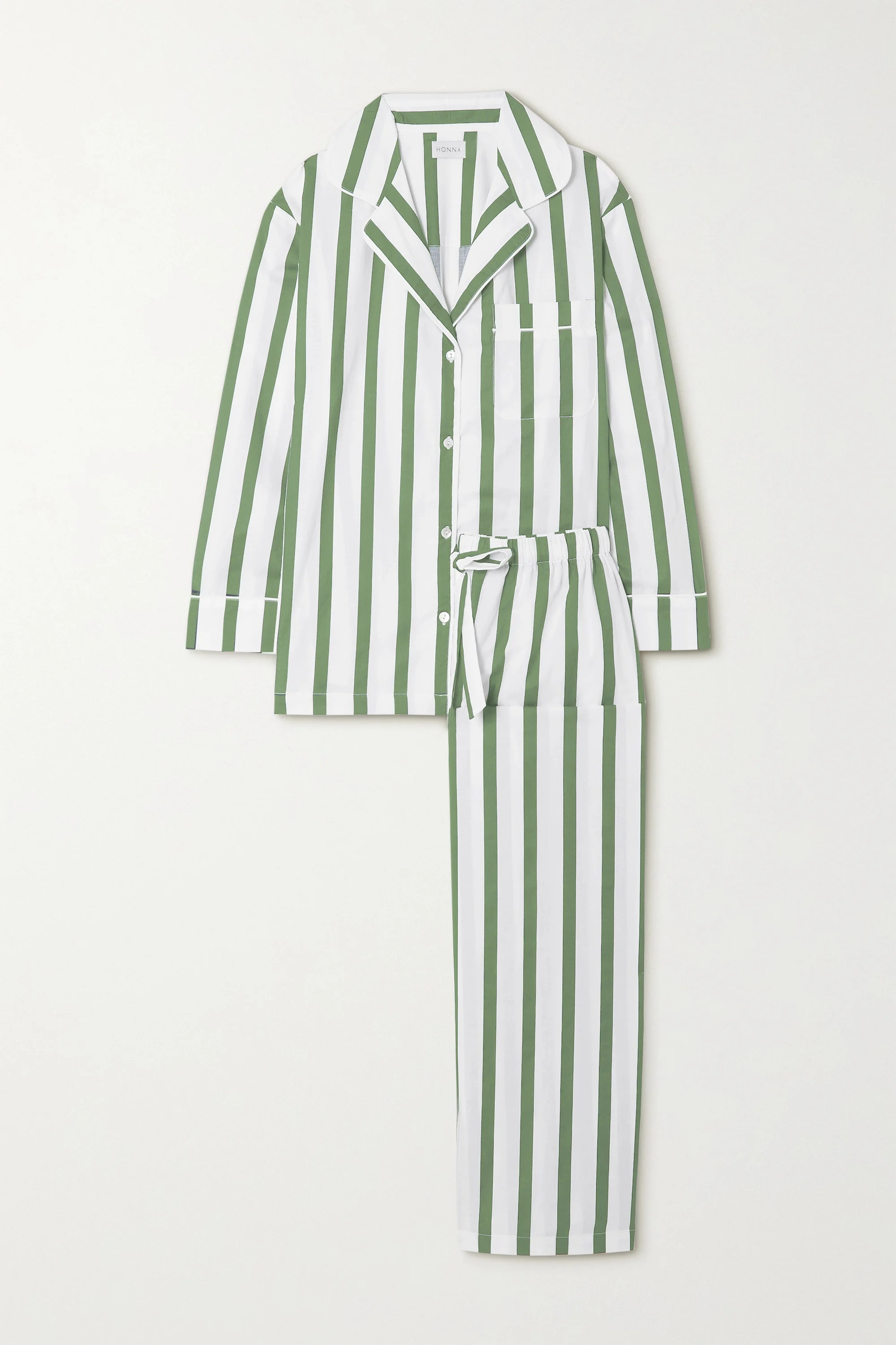 Sage Green Striped Short Pyjamas for Ladies – HONNA