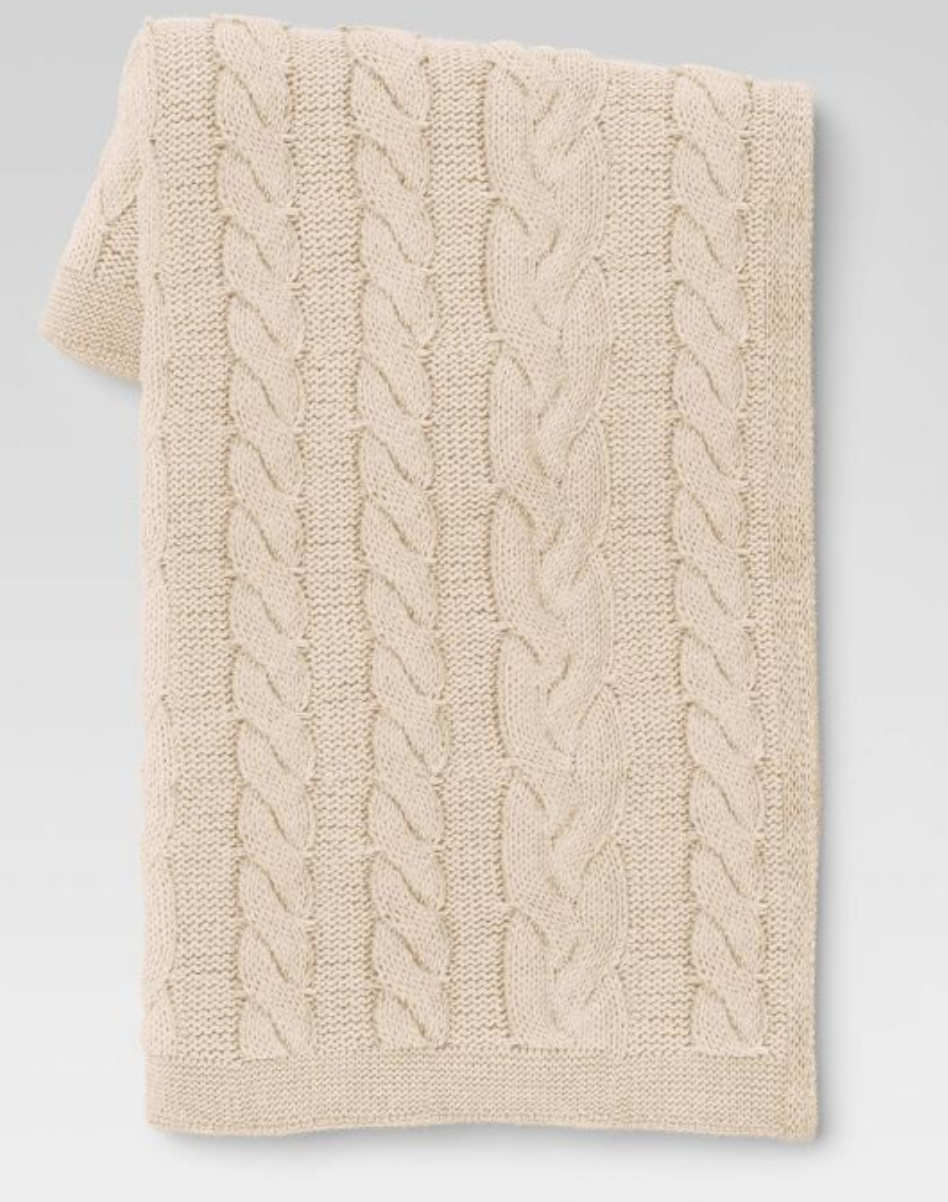 Threshold + Chunky Cable Knit Reversible Throw Blanket