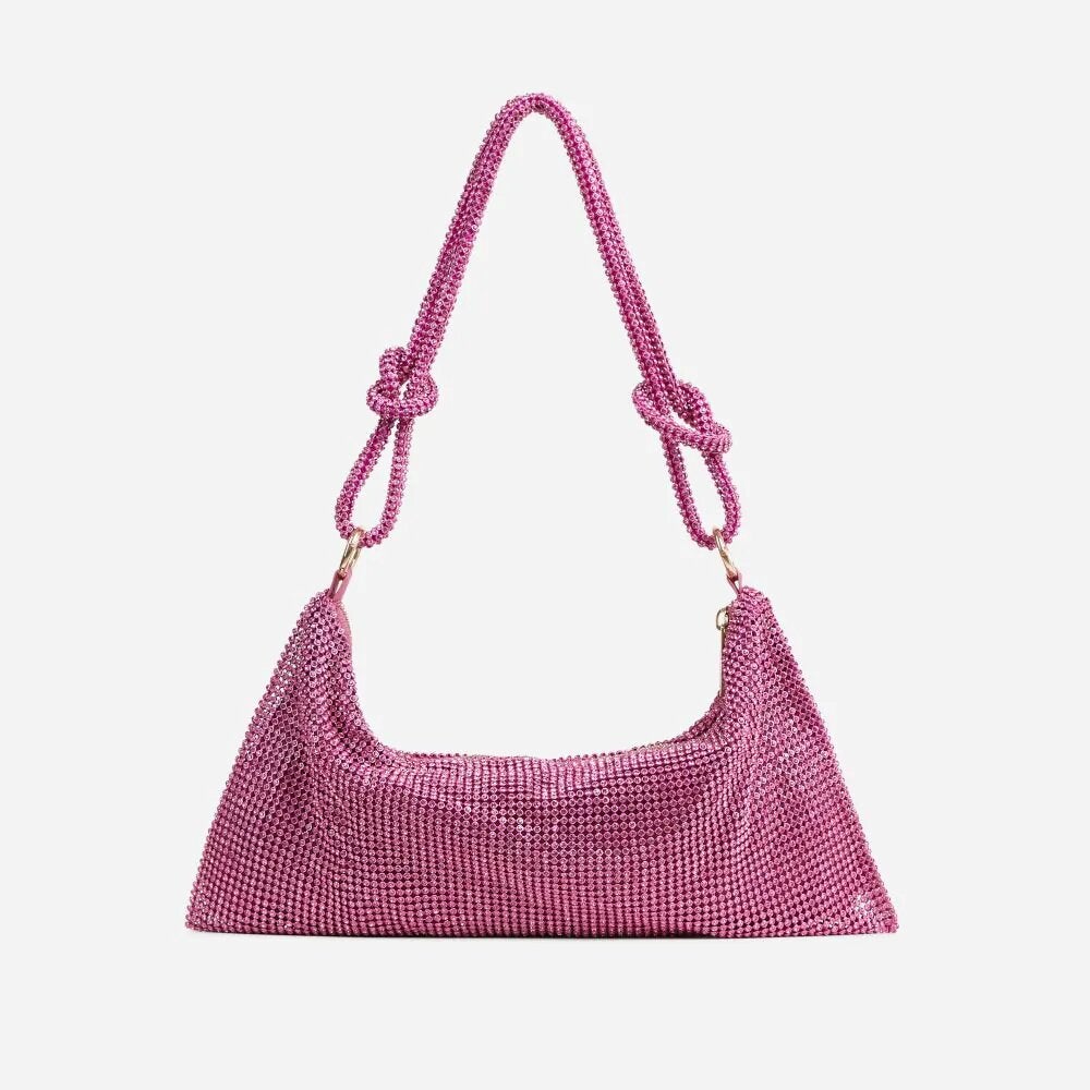 EGO + Opal Knotted Strap Detail Slouch Shoulder Bag In Pink