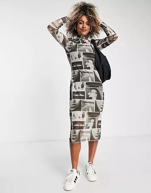 Raelynn Bodycon Dress in Newspaper Print | LUCY IN THE SKY