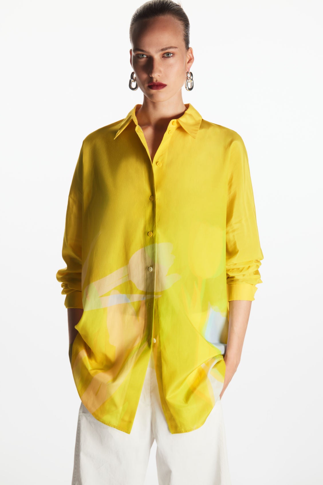COS + Oversized Printed Silk-Blend Shirt