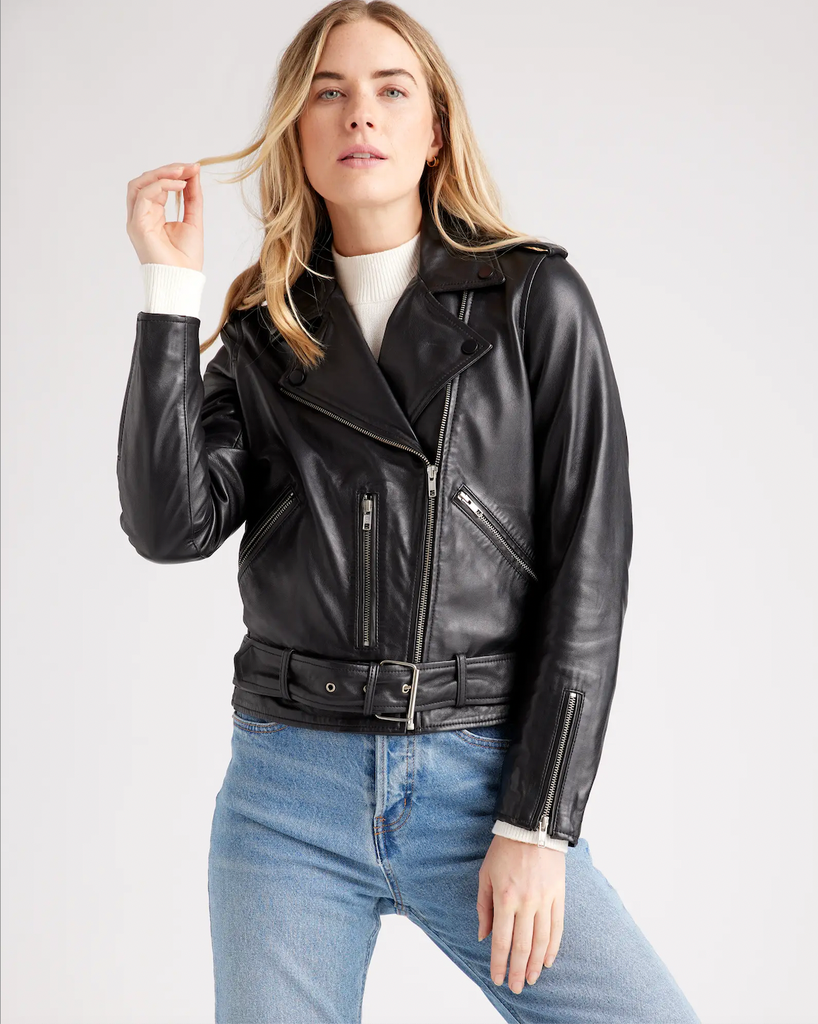 How to effortlessly style quinces motorcycle jacket for the office a ...