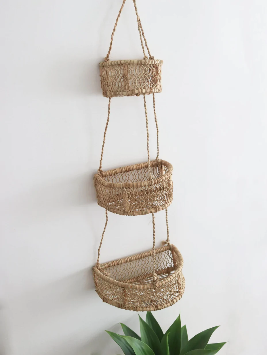 Ceremonia + handwoven hanging jonote basket trio macetero – media luna