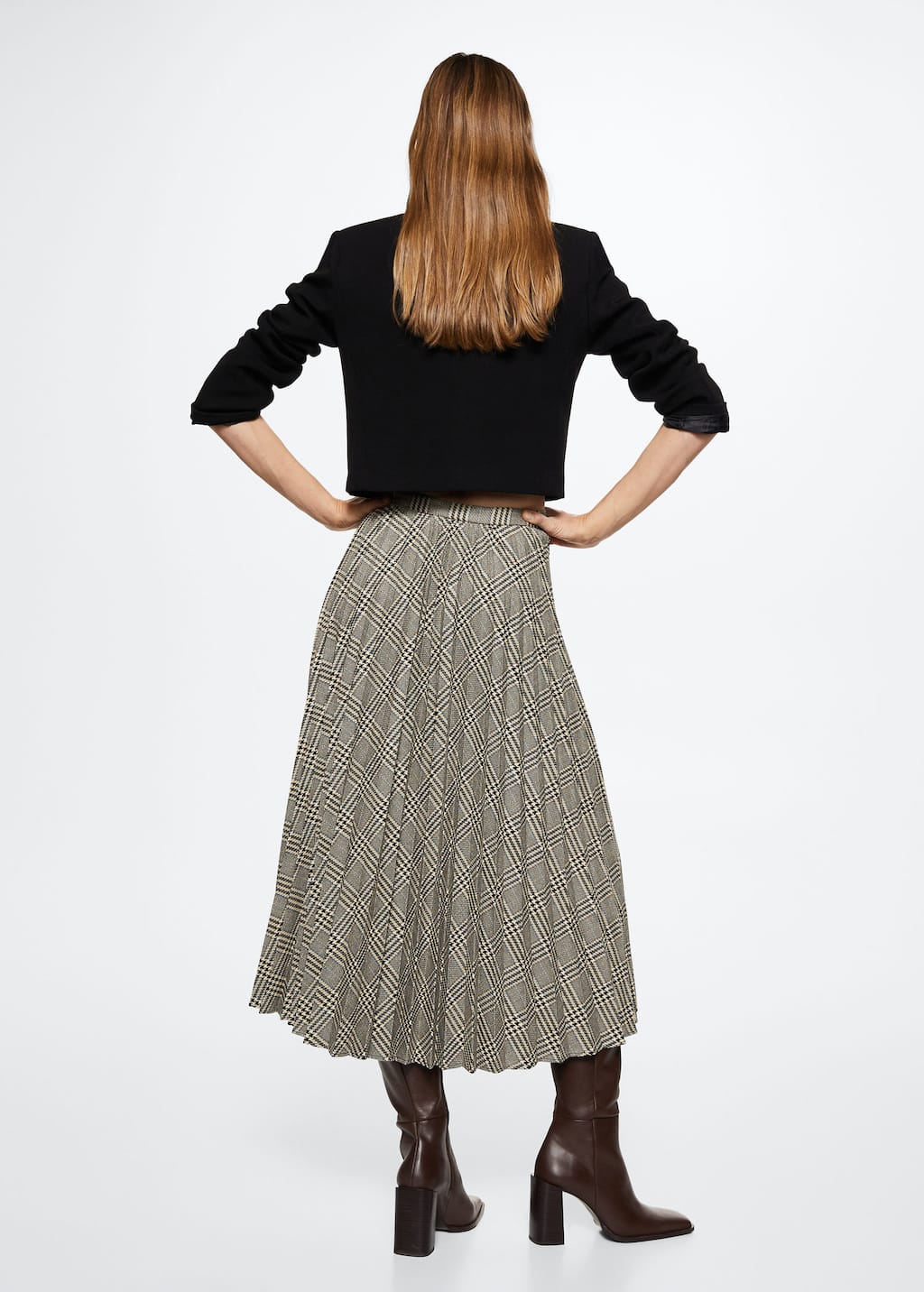 Mango + Checked Pleated Skirt