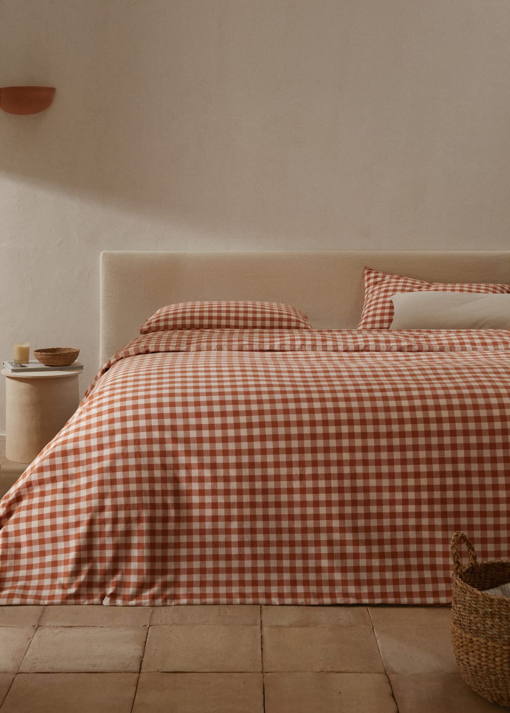 Mango + 100% Cotton Gingham check duvet cover for 150cm bed