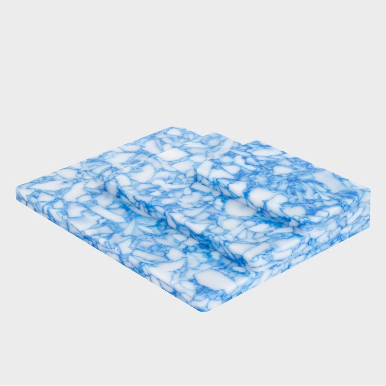 Belwares Large Plastic Cutting Board White, with Blue Borders
