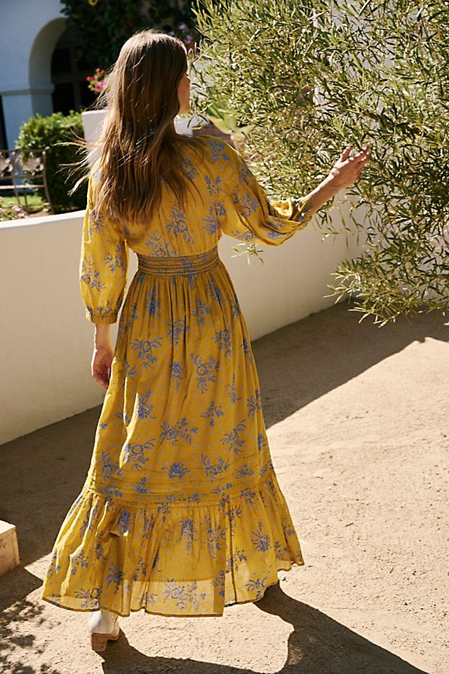 Free people long hot sale sleeve maxi dress