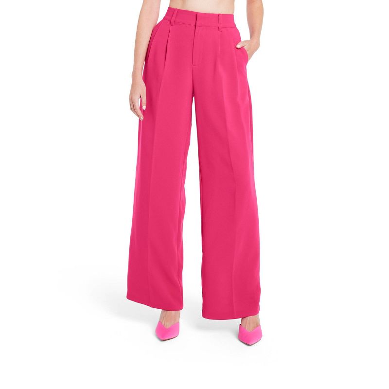 Sergio Hudson x Target + Pink High-Waist Wide Leg Tailored Trousers