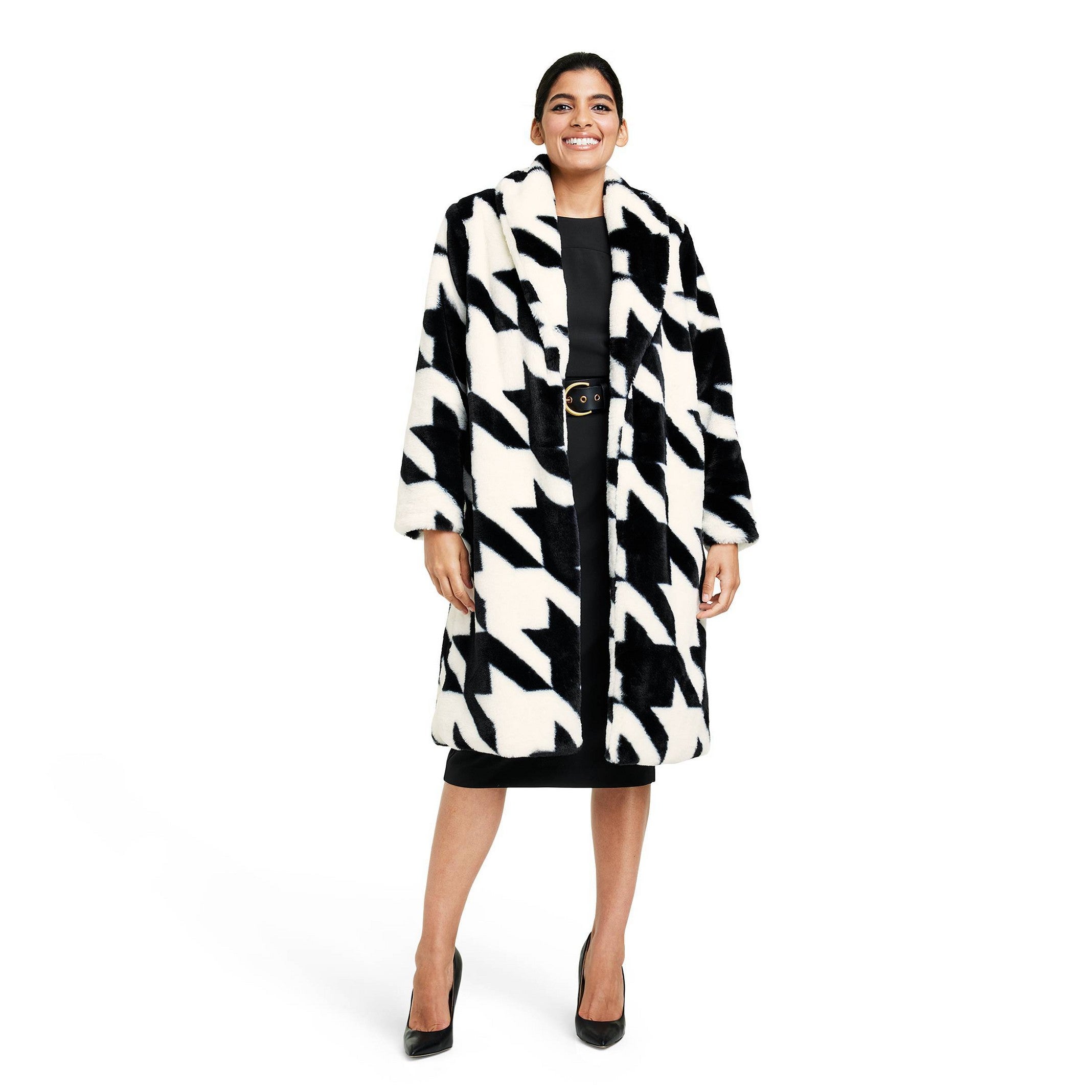 houndstooth fur coat