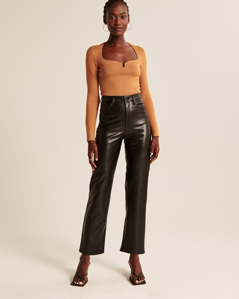 Abercrombie + Vegan Leather Ankle Straight Pants