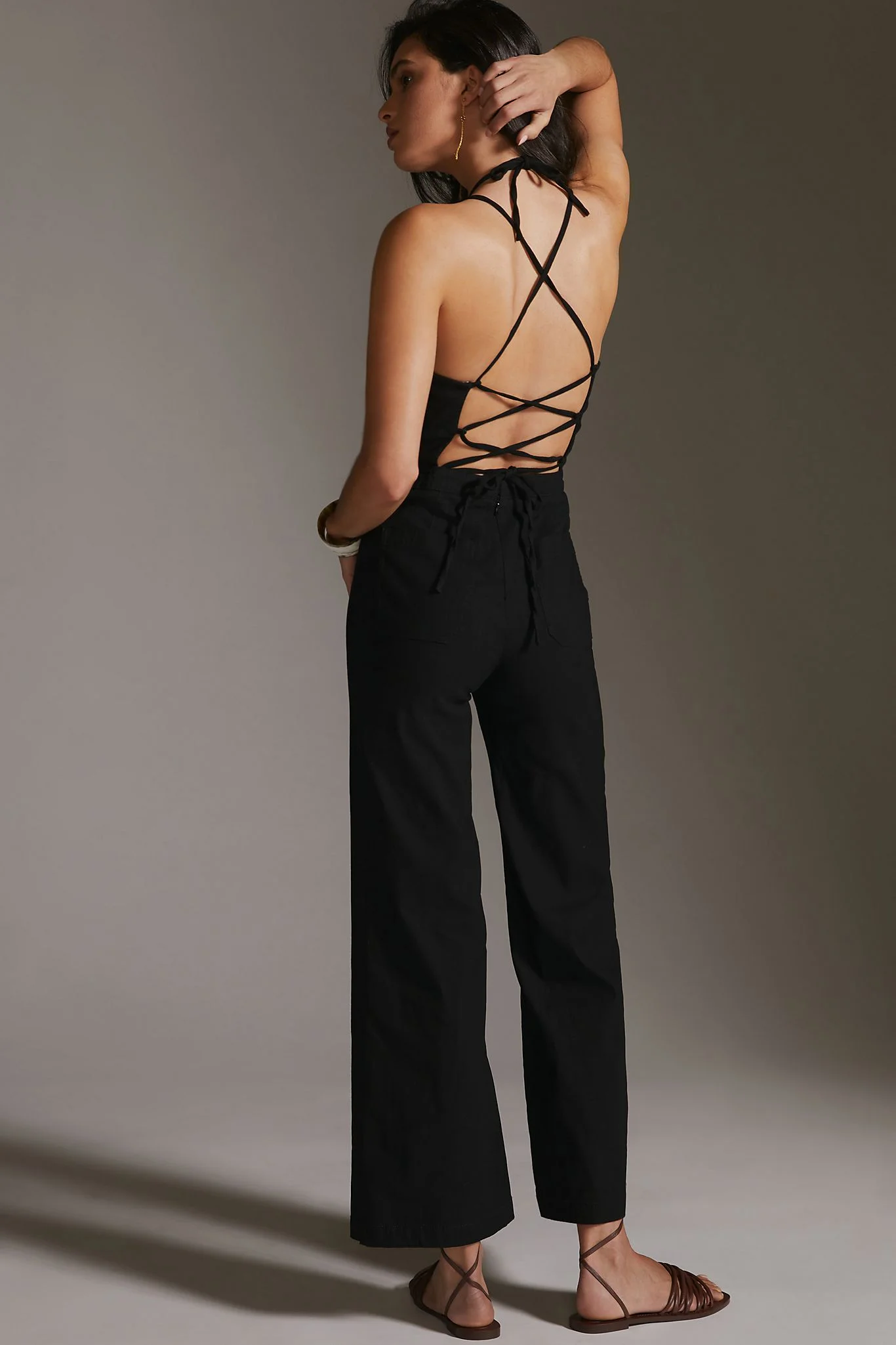 Strappy Back Contrast Mesh Sports Jumpsuit