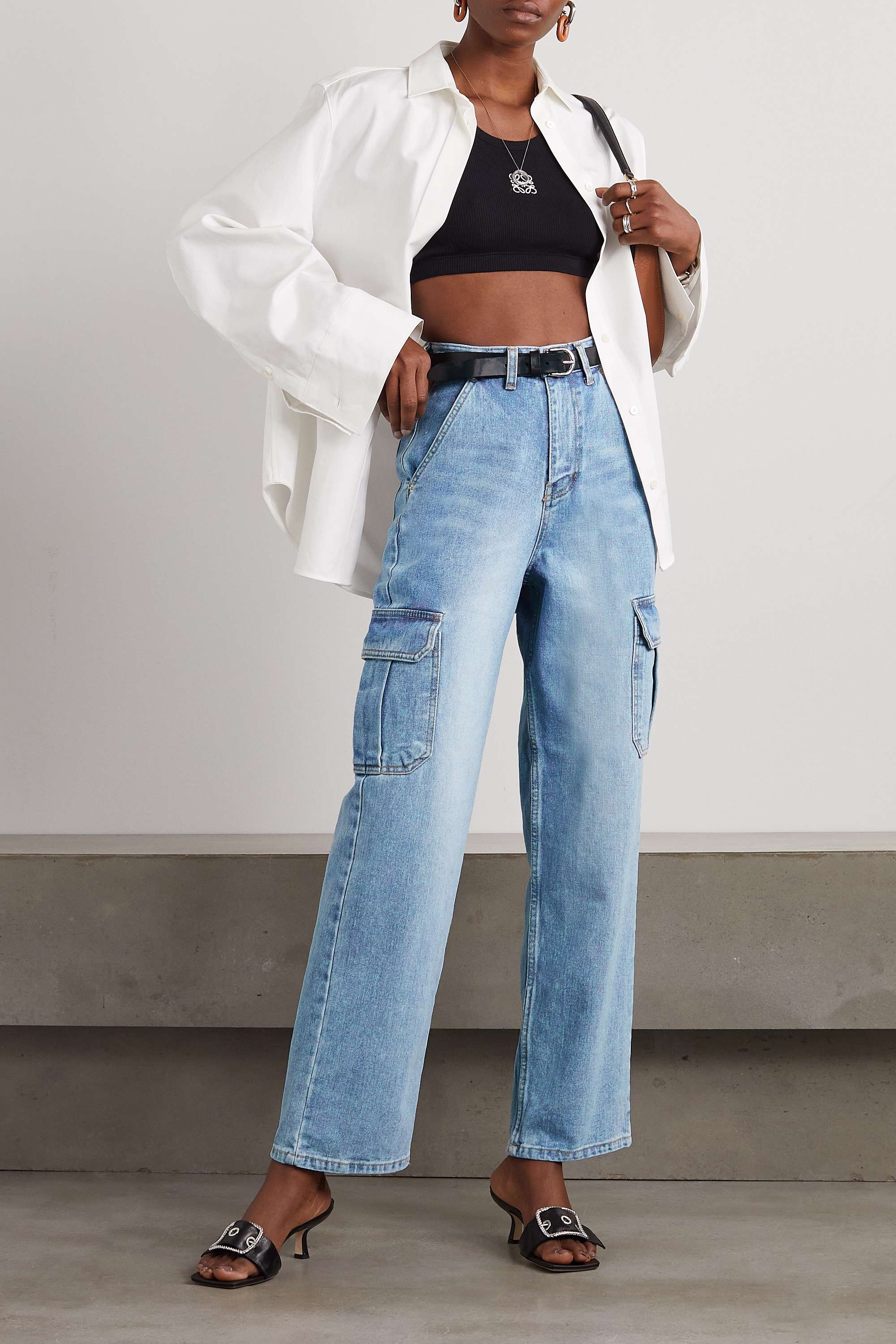 Frankie Shop + Kai high-rise wide-leg jeans