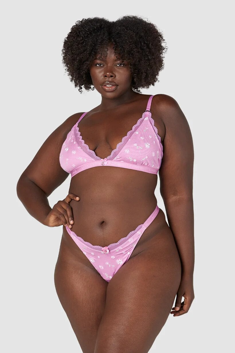 Lace Triangle Bra & Thong/Briefs Set - Hot pink – Lounge Underwear