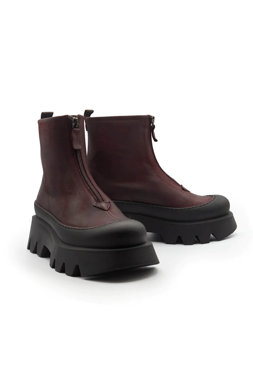 Lofina + Ankle Boots With Front Zip In Gasoline Lagrain