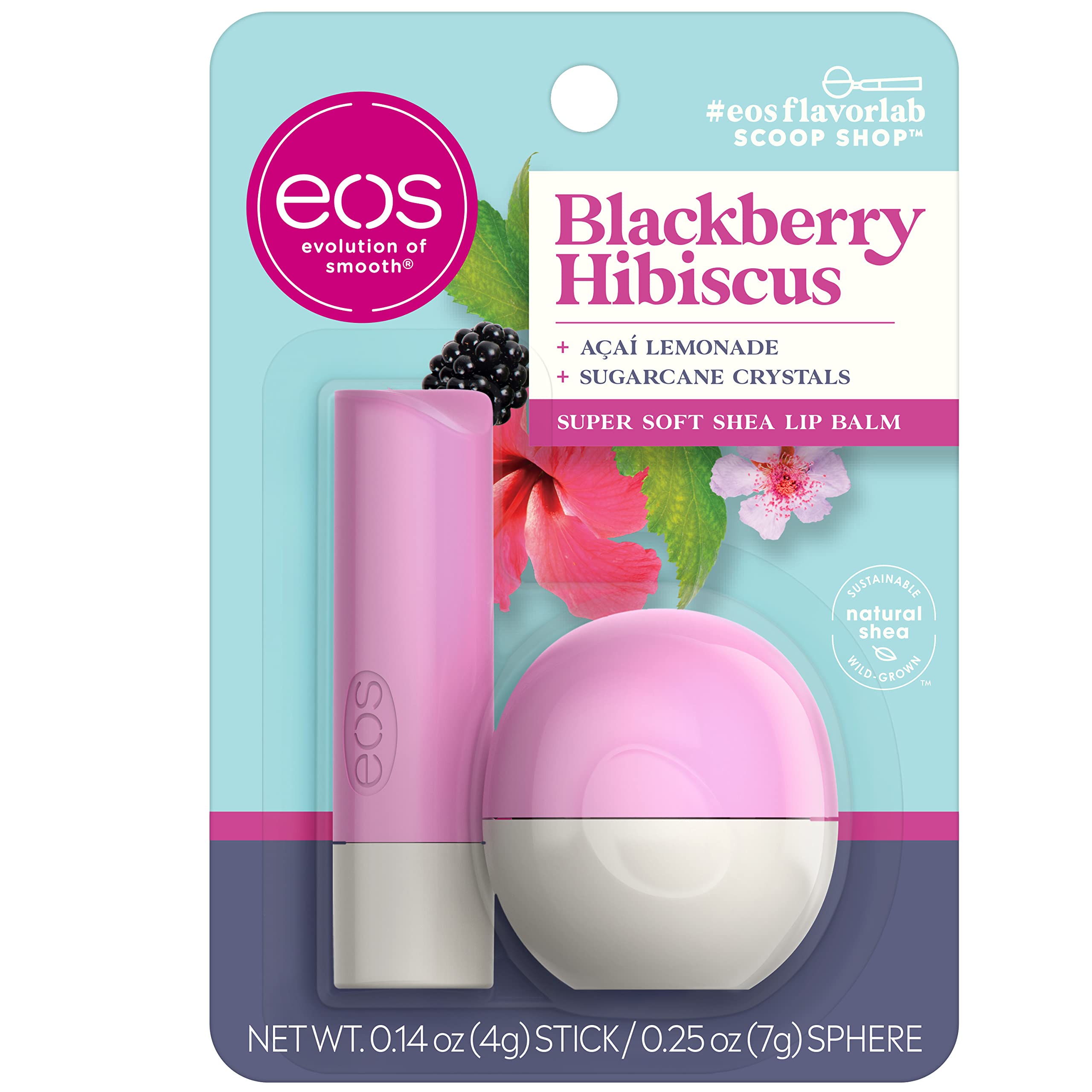 eos + FlavorLab Lip Balm- Blackberry Hibiscus 2-Pack