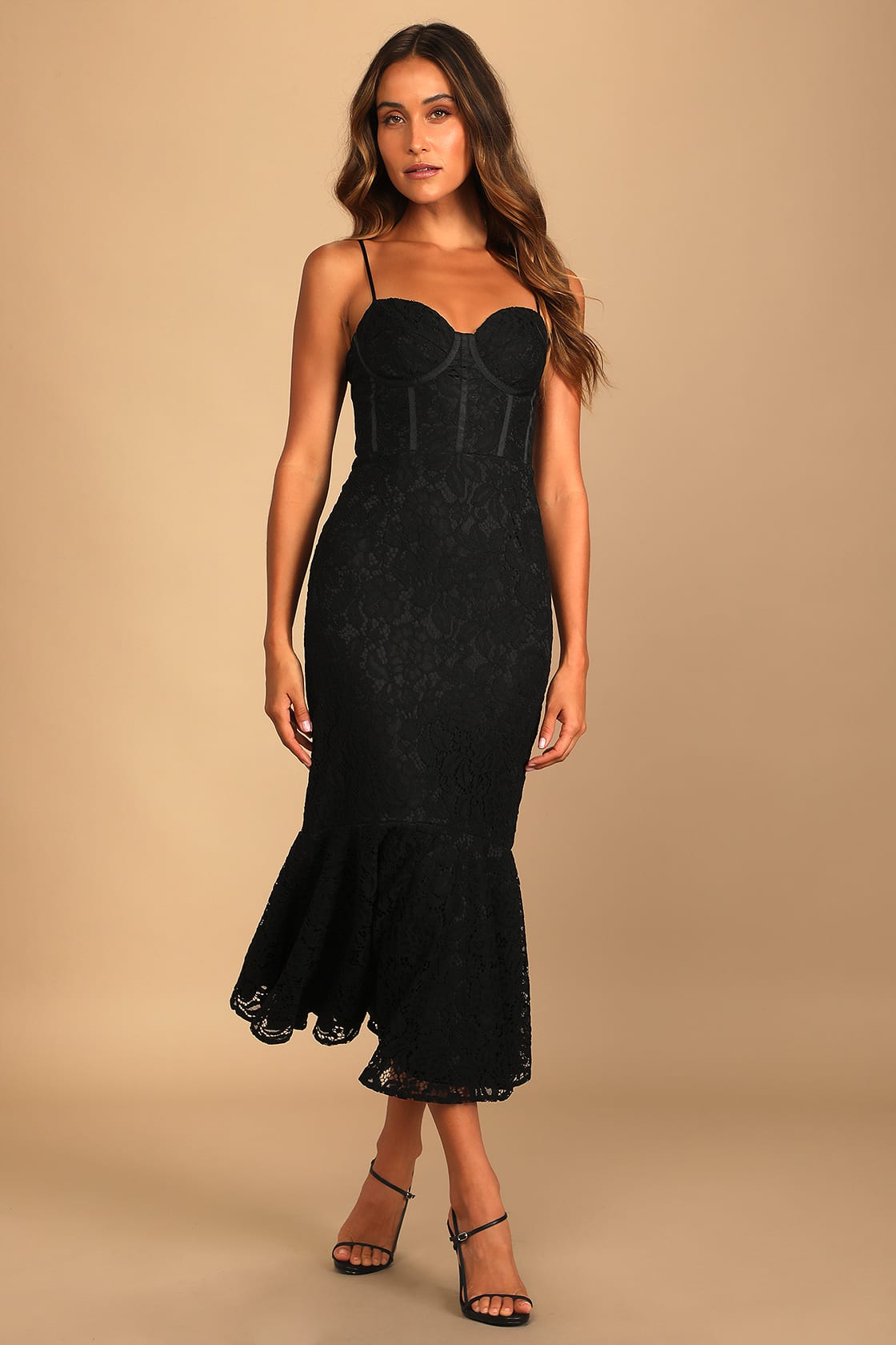 Lulus Found Your Love Black Lace Sleeveless Midi Dress