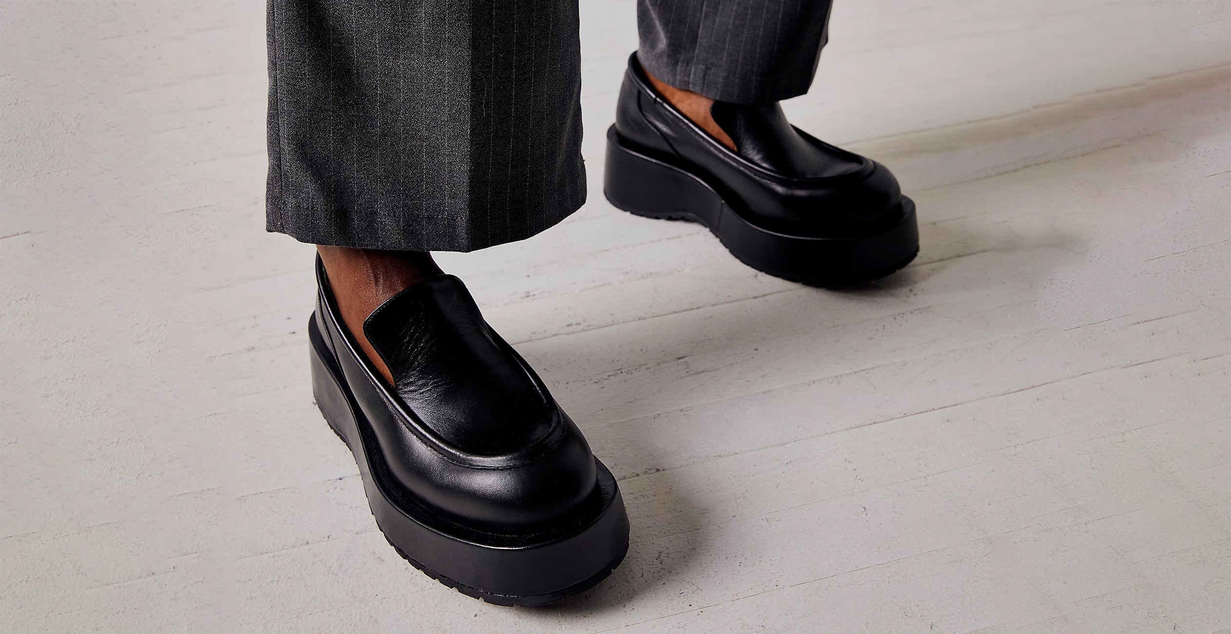 grey platform loafers