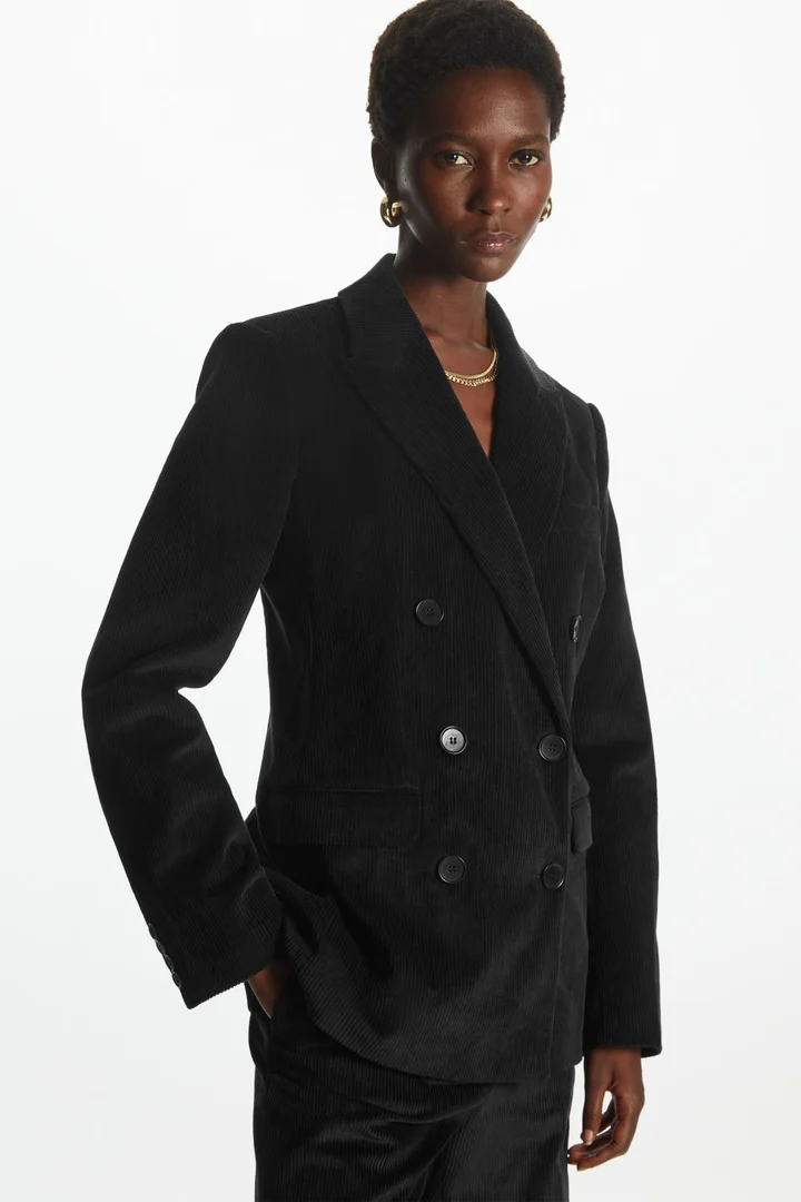 2022 Women Ladies Double Breasted Black Blazer Slim Fit Suit Jacket Buttons  Coat