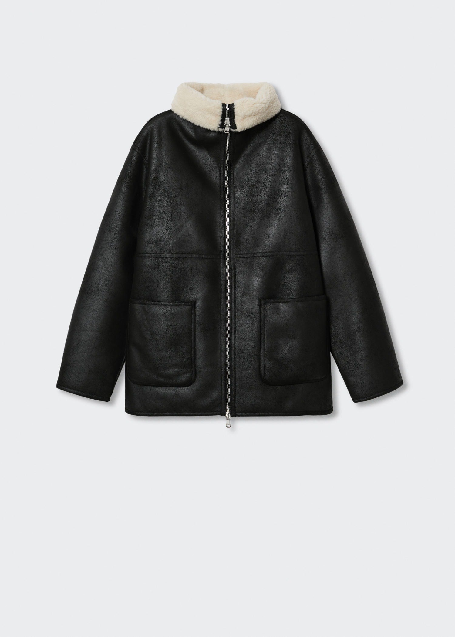 Mango faux shearling lined coat sale