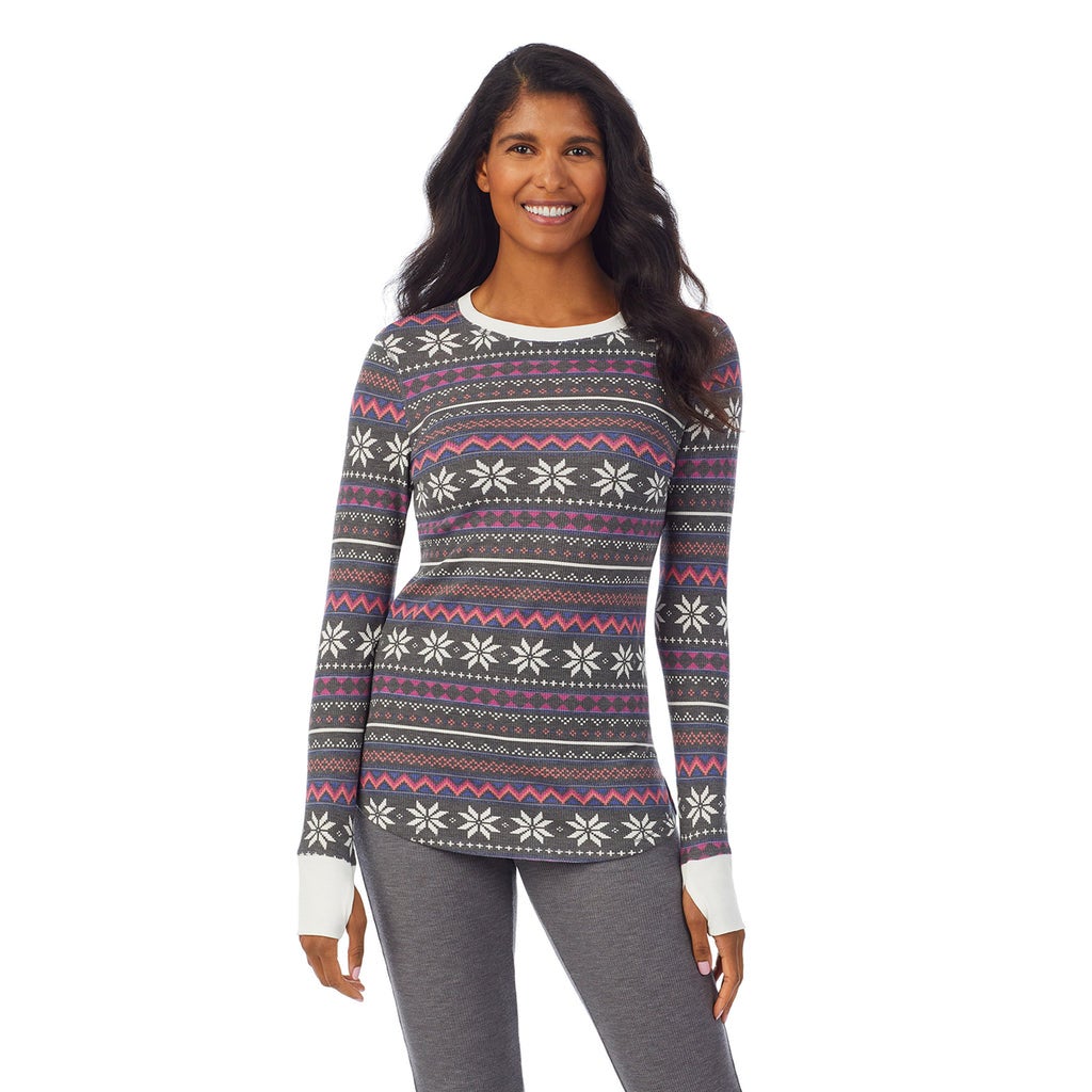 Cuddl Duds Women's Stretch Thermal Long Sleeve Crew Neck Shirt at