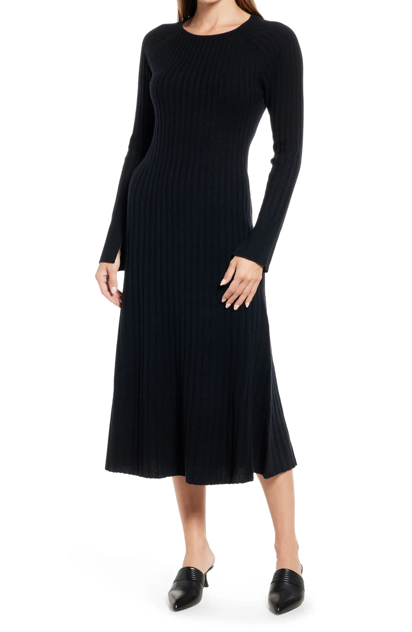 Nordstrom Rib Long Sleeve Midi Sweater Dress