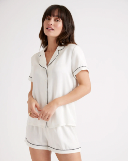 Quince + 100% Washable Silk Pajama Top with Piping
