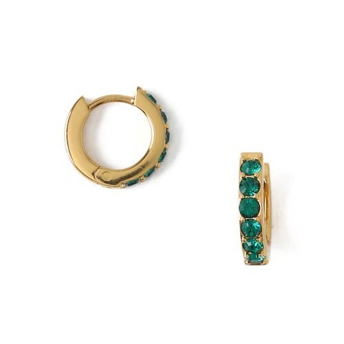 Orelia London + Emerald Huggie Hoop Earrings Made With Swarovski® Crystals