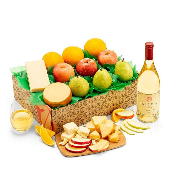 Fruit-Infused Wine Gift Basket with Wine Glasses